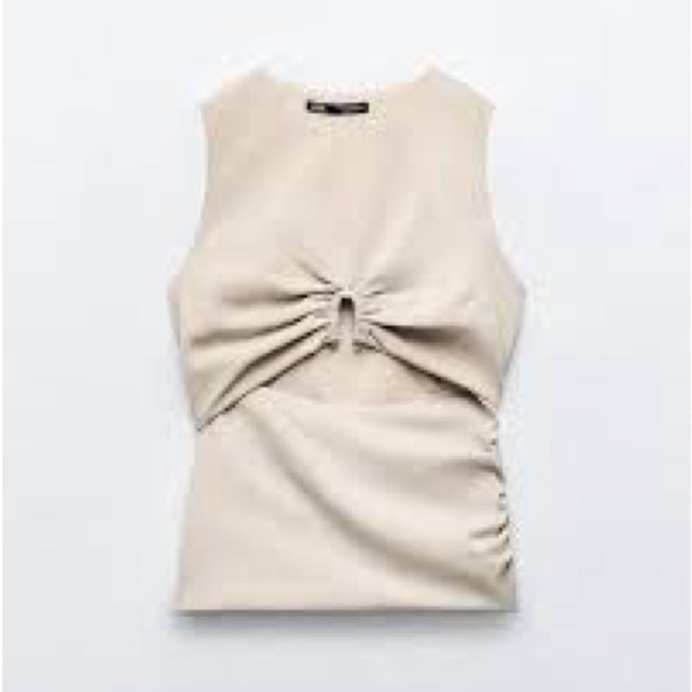 Zara NWOT Nude Cutout Top